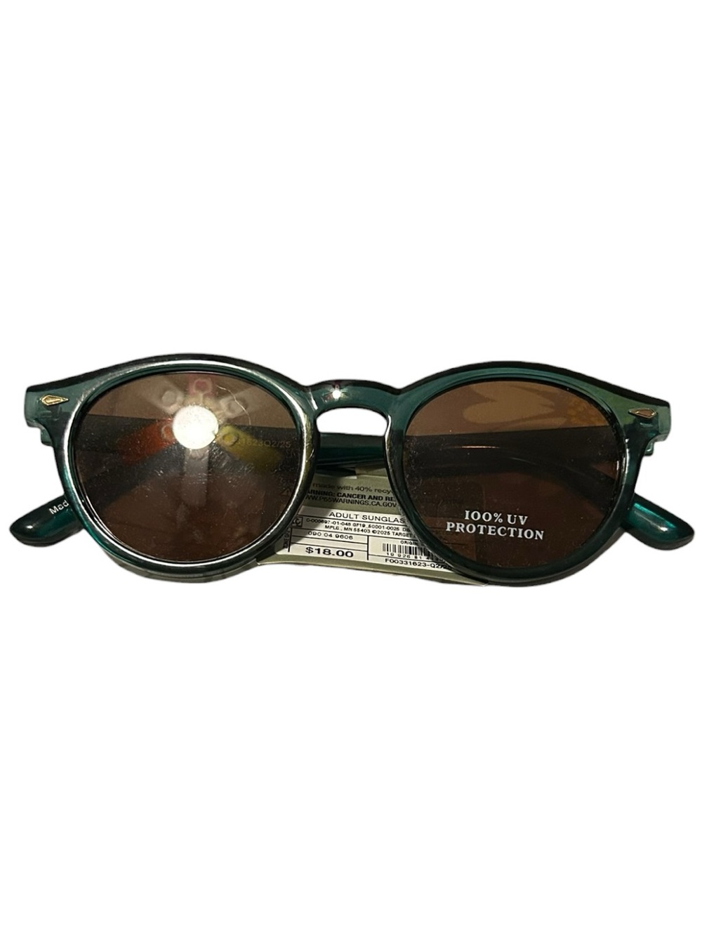 Goodfellow & Co Green Round Sunglasses with Brown Lenses